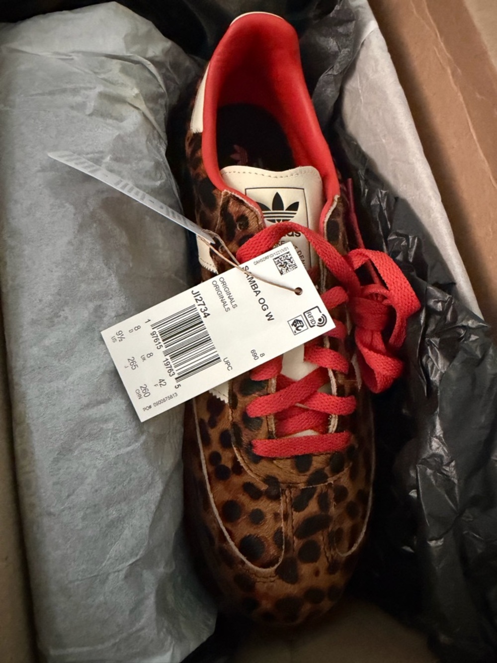 adidas Samba OG W Leopard Print with Red Accents